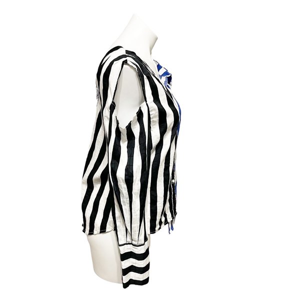 Walter Baker Medium M/L Asymmetrical Button Down Cold Shoulder Long Sleeve Shirt - Picture 5 of 9